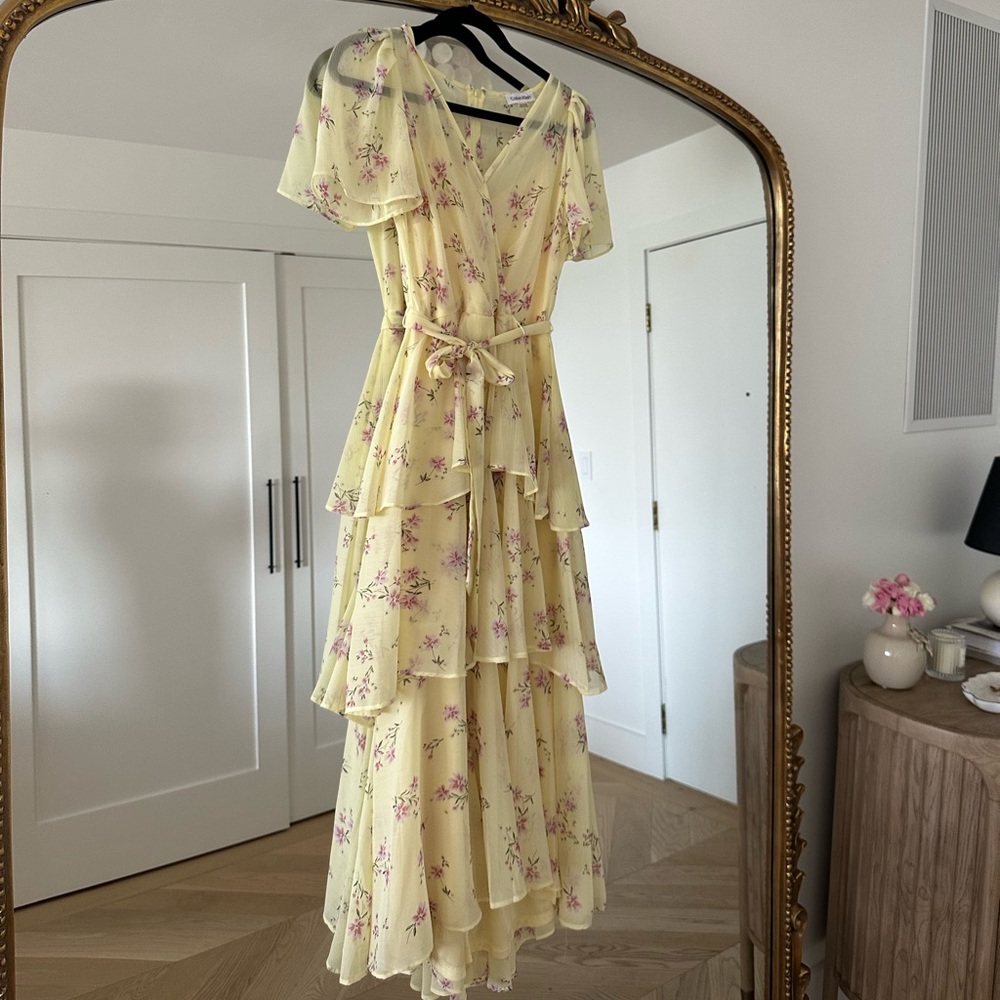 NWOT Calvin Klein Yellow Floral Dress
